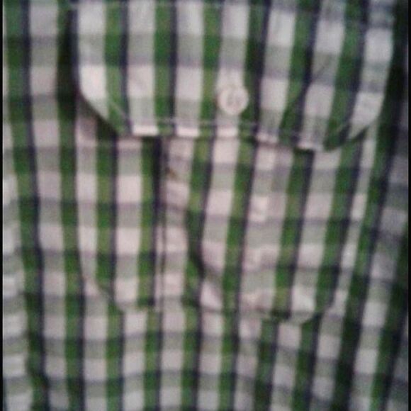 Paper Denim Green Plaid Short Sleeve Casual Button Down Shirt - Picture 2 of 5